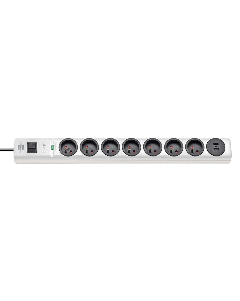 multiprise 7 prises + 2 prises USB avec parasurtenseur/parafoudre cordon 2 m - blanc